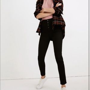 NWOT Madewell 10” High Rise Skinny Jeans in Black Frost Button Front Edition 29